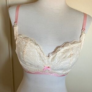 Sexy Lace Bralette Nursing Bra with Pink Straps